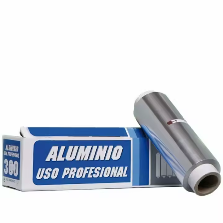 Papel Aluminio Profesional de peluquería / Papel Aluminio de hornear / Rollo de papel aluminio para uso profesional o uso diario de cocina u horno / Tamaño de cada rollo 300 metros de largo / 1 rollo por paquete / Marca Royal Pack / Caja de cartón duro - 1