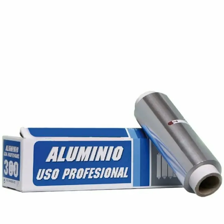 Papel Aluminio Profesional de peluquería / Papel Aluminio de hornear / Rollo de papel aluminio para uso profesional o uso diario de cocina u horno / Tamaño de cada rollo 300 metros de largo / 1 rollo por paquete / Marca Royal Pack / Caja de cartón duro - 1