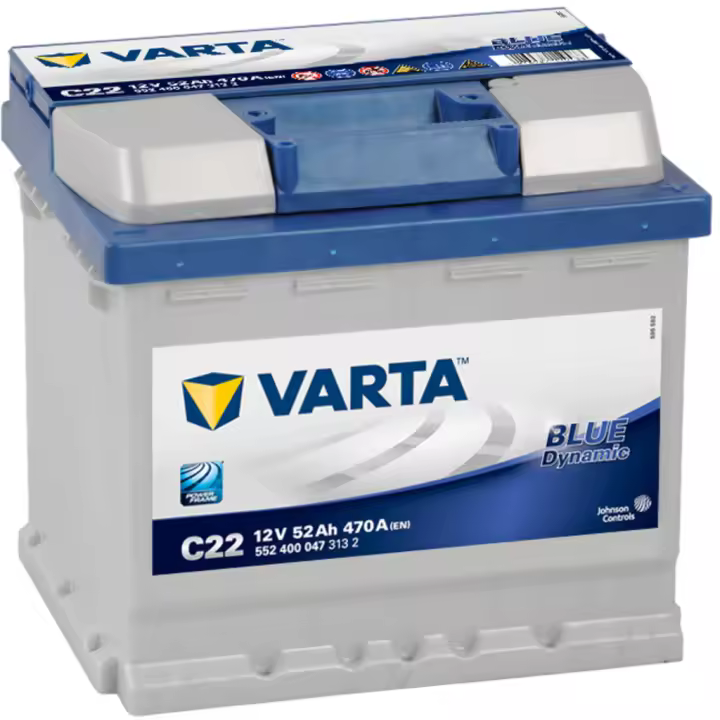 Batería Varta Blue Dynamic C22 52Ah 12V 470A - Alto Rendimiento - Para Coches Compactos y Medianos - 1