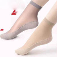 10Pares De Calcetines Para Mujer Transpirables Y De Sensación Fría Durable Y Antideslizantes Para El Verano Y Otoño Color Sólido Delgados Y Silky - details 2