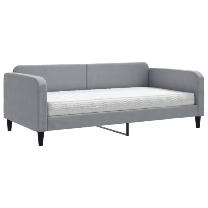 vidaXL Sofá cama con colchón tela gris claro 100x200 cm - 1