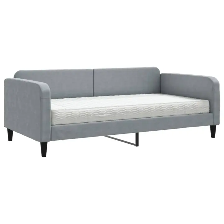 vidaXL Sofá cama con colchón tela gris claro 100x200 cm - 1