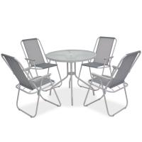 vidaXL Juego de comedor de jardín 6 piezas acero y textilene gris - details 1