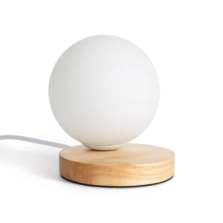 Ledkia Lámpara de Mesa de Madera y Cristal Kamulo Natural - 1