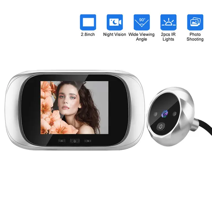 Timbre digital with LCD color pantalla, 2,8 ", mirilla Electrónica de 90 °, para Puerta - 1