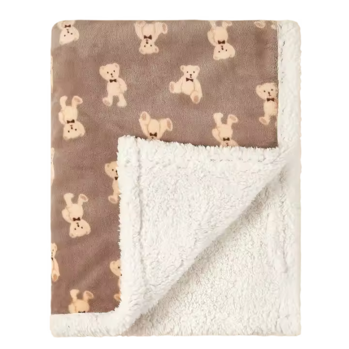 Manta Bebé De Flanela Gruesa Doble Capa Para Otoño Invierno Manta De Piel De Oveja Dobladable Para Cuna Y Carrito De Bebé - 1