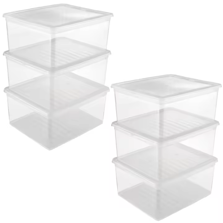 Keeeper - Set de 2 Cajas de Almacenaje de Plástico Transparente con Sistema de Ventilación - 3x18 L - Ideal para Ordenar en el Hogar - 1