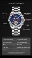 Reloj De Pulsera Mecánico Para Hombre GLENAW Calendario Completo Fase De La Luna Acero Inoxidable Luminoso Negro Resistente Al Choque Y a Agua Caja De Cuero - details 4