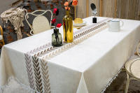 Mantel De Algodón Y Lino Con Borlas Nórdicas Sencillas Bordado De Flores Y Hojas Para Fiestas Y Decoración Del Hogar - details 2