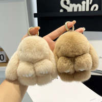 Llavero De Borla De Peluche De Conejo 14cm Para Mujer Adorno Para Bolso Y Coche Joyería Colgante Accesorios Regalos - details 3