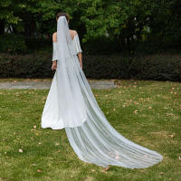 Velo De Novia De Tules Con Perlas Sencillas Y Encaje Sofisticado Para Bodas De Largo Catedral Con Peine Accesorios De Boda Para Mujeres - details 2