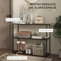 HOMCOM Mesa de Consola Estilo Industrial Mesa de Entrada con Estante Marco de Acero y Antivuelco Mueble de Recibidor para Salón Pasillo Carga 20 kg 90x30x75 cm Negro - details 3