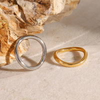 316l Acero inoxidable sin deslustre anillo de dos tonos declaración plata oro Color mezclado textura de Metal joyería de encanto de alta calidad - details 5
