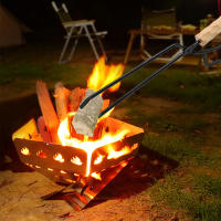 Aguja De Carboncillo Para Barbacoa Herramienta De Cocina Al Aire Libre Resistentes Al Calor Tijeras De Madera Y Metal Para Picnic En El Campo - details 4