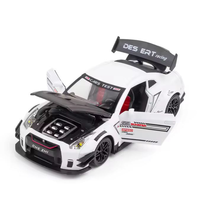 Modelo De Coche De Escala 1:24 God of War GTR De Aluminio Con Iluminación Suave Y Efecto De Sonido Simulado Resistente a Colisiones Y Caídas Para Jóvenes Y Adultos - 1