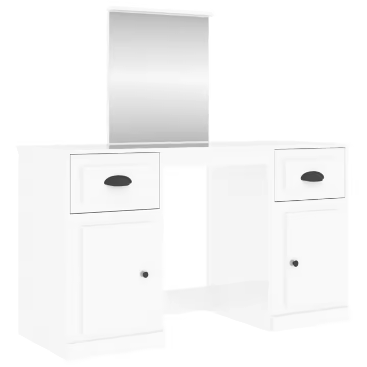 Mesa con LED Y 2 bolsos Madera contrachapada Blanco Brillo - 1