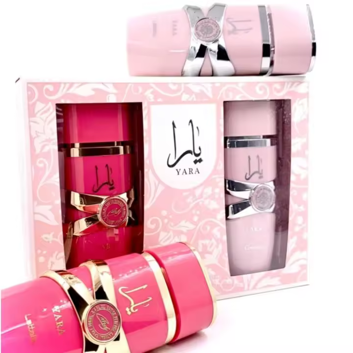 Yara Rosa y Yara Candy Pack quinta edicion de Lattafa , perfume Arabe 100ml. + 100ml. Los dos perfumes de moda, los mas vendidos,  fragancias exoticas y dulces , por un gran precio. Caja decorativa , regalo ideal , perfume de moda - 1