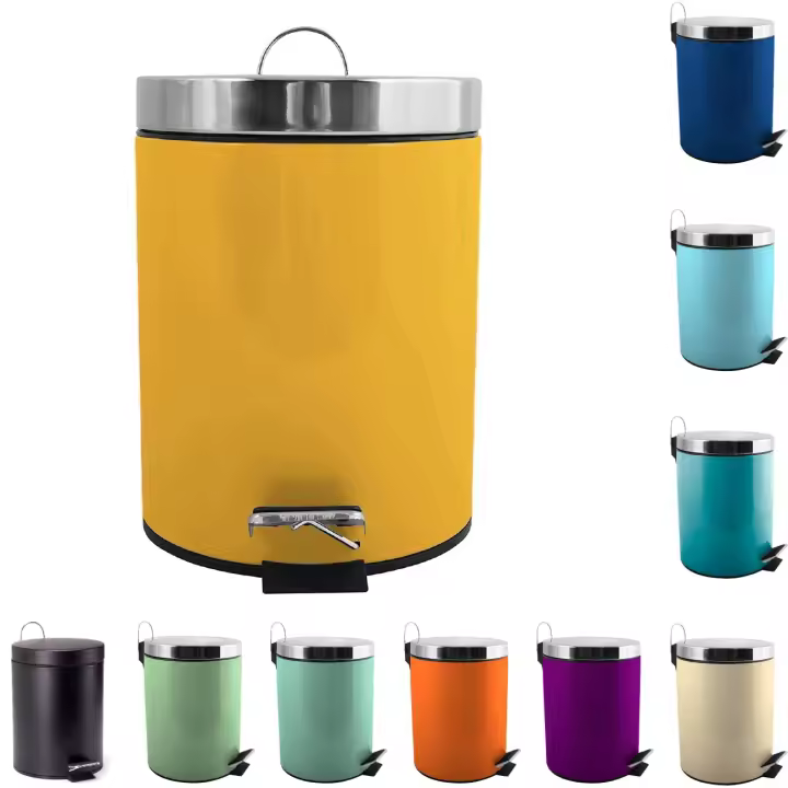 TIENDA EURASIA - Papelera de Baño con Pedal, 3L, Cubo Extraible, Acero Inoxidable, ø17x25 cm - 1
