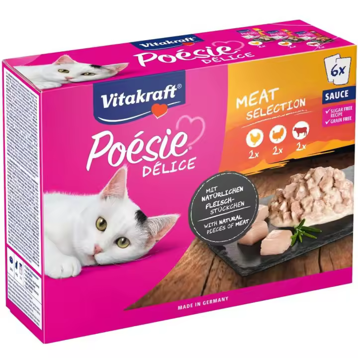 Vitakraft Multipack Poésie Deli Sauce carne 6x85 g Comida húmeda para gato en salsa - 1