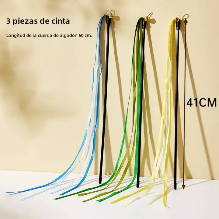 Juguete Interactivo Para Gatos Con Plumas Y Cinta De Satén Con Campana Varita Telescopio Para Divertir a Los Gatos Y Gatitos Accesorios Para Gatos - 1