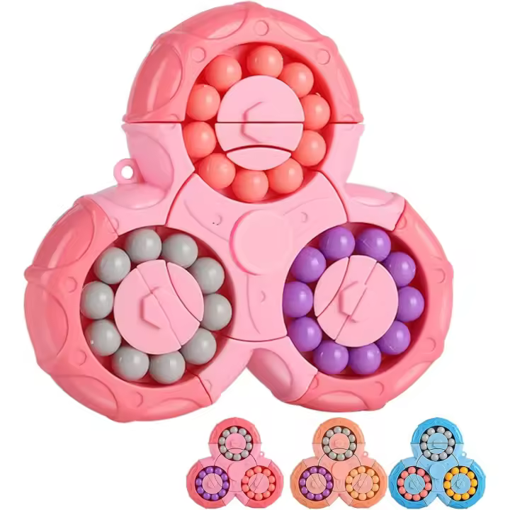 Cubo de amigos Mágicos, Creative Juguetes giratorio para pendientes, juguete sensorial para aliviar el estrés y la ansiedad, Pink. - 1
