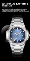 Reloj De Hombre PENGAGAR Lujo Militar Quadrado Impermeable Luminoso Con Fecha Y Día De La Semana Acero Inoxidable Reloj De Cuarzo Con Estuche - details 7