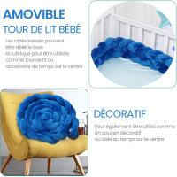 Parachoques largo anudado para cama de bebé de 3M, Protector Anticolisión de cuna tejida de cuatro capas para recién nacidos - details 5