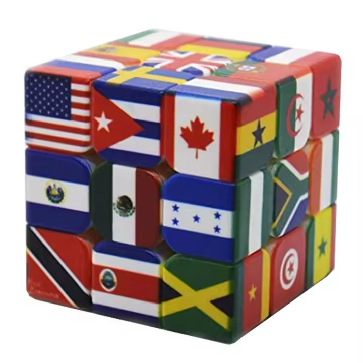 Cubo Mágico 3x3x3 Con Elementos De Banderas De Países Juguete Educativo Para Niños Regalos De Cumpleaños Puzzle De Plástico Magnético - 1