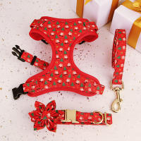 Set De Correa Y Amuleto Para Perros Con Accesorio Floral Navideño Para Chihuahua Pug 3 Piezas Ajustable Transpirable De Tamaño XS/S/M - details 2