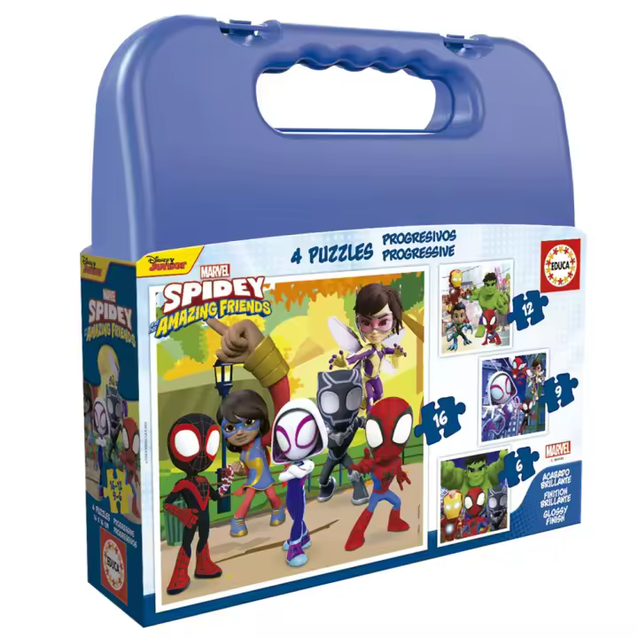Puzzles progresivos 6-9-12-16  piezas Spidey y sus increíbles amigos en maletin (Educa 19580) - 1