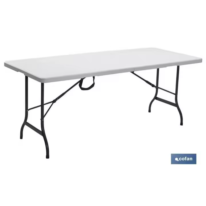 Mesa plegable rectangular blanca con bloqueo de seguridad 180x70x72 cm - 1