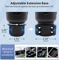 Soporte De Teléfono Móvil BLALION Multifuncional 3 En 1 Expansor De Porta Vidrio Con Base Giratoria Ajustable Y Clip De Almacenamiento Para Coche Negro ABS + Aluminio - details 3