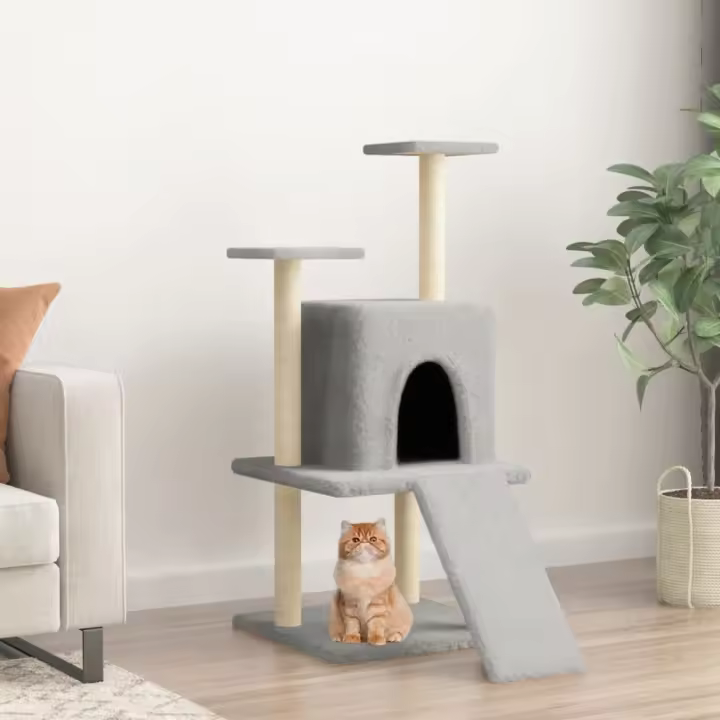 vidaXL Rascador para Gatos con Postes de Sisal Árbol Torre de Escalada Color Crema,  Gris claro,  Gris oscuro y mas - 1