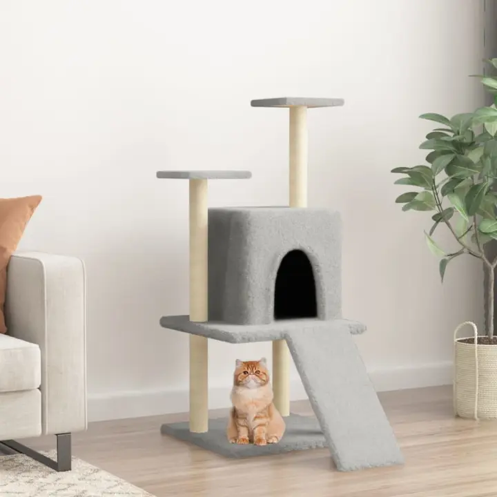 vidaXL Rascador para Gatos con Postes de Sisal Árbol Torre de Escalada Color Crema,  Gris claro,  Gris oscuro y mas - 1