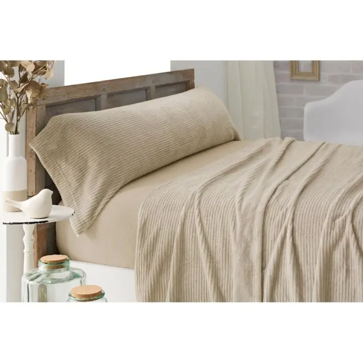 JUEGO DE SÁBANA CORALINA BURRITO BLANCO DISEÑO 965 BEIGE - 1