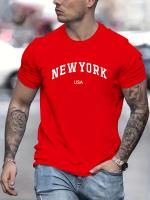 Camiseta De Verano Para Hombre Algodón 100% Estilo Casual Ajustada Y Deportiva Con Estampado De Nueva York USA Manga Corta Cuello Redondo Tallas Grandes - details 2