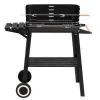 vidaXL Barbacoa de carbón con ruedas acero negro - details 2