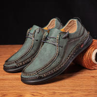 Zapatos De Cuero Hechos a Mano Para Hombre Casual Zapatillas Diseño Cómodo Zapato De Negocios Mocasines Con Cordones Material De Suela De Goma - details 1