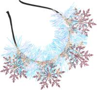 Diadema Navideña Diadema De Nieve Plateada Toque De Navidad Diadema De Copos De Nieve Para Niña Diadema Para Fiesta De Navidad Diadamas Navideñas Rosa Saludador - details 4