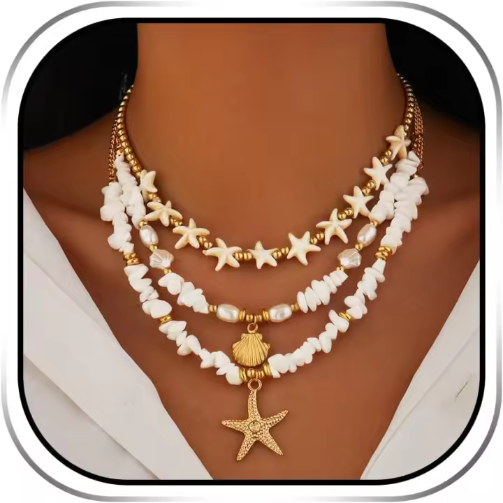Collares bohemios con Colgante de COHA Dorada con diseño de Estrella de Mar para Mujer, Talla única, Coha, Estrella de Mar, No es una Piedra Preciosa - 1
