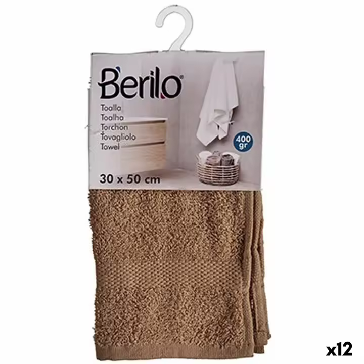 Toalla de baño Berilo 89660 Camel 80 % algodón 20 % Poliéster 30 x 50 cm (12 Unidades) - 1