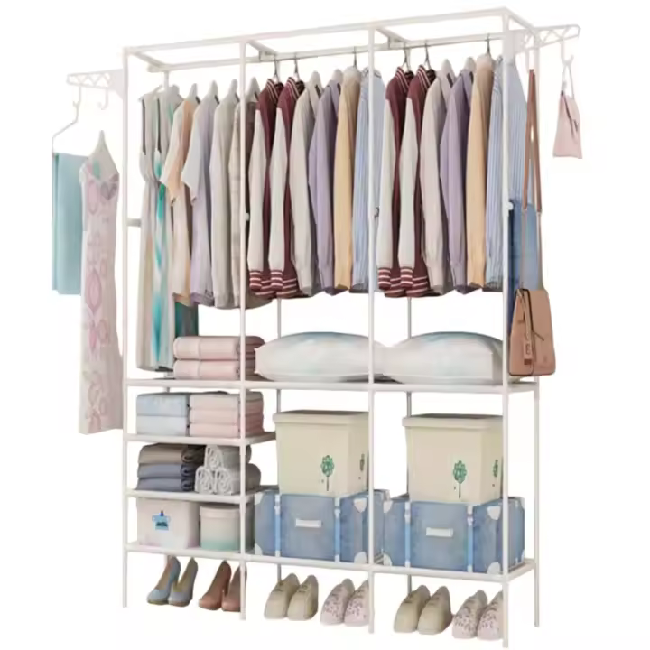 Perchero de pie y Zapatero Pared para Ropa Abrigos Estantería ropa estante MODA zapato armario empotrado organizador Vestíbulo - 1