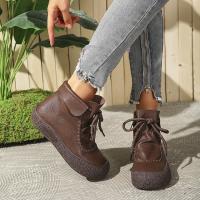 SP Nuevas Botas individuales de otoño Y invierno para Mujer, hecho a mano, estilo retro, casual, de Suela Gruesa, comodas, Con Cordones y Suela suave. - details 7