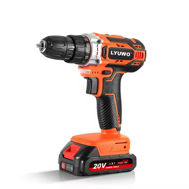 Taladro Inalámbrico LYUWO 20V 40N.m 25+1 Sin Cable Con Chorro Sin Fin Herramienta Eléctrica Para Perforar En Acero En Madera En Cerámica Batería Incluida - 1