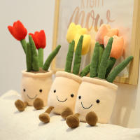 Juguetes De Relleno Vegetal Para Niños Muñecos De Tela Suave Simulación De Plantas En Maceta Tulipán Decoración De Escritorio Y Ventana - details 0