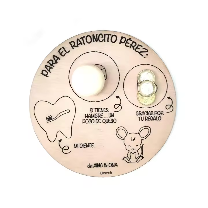 Bandeja Ratoncito Pérez | Caída diente | Regalo Ideal Infantil de Madera | Regalos originales | Lulamuk - 1