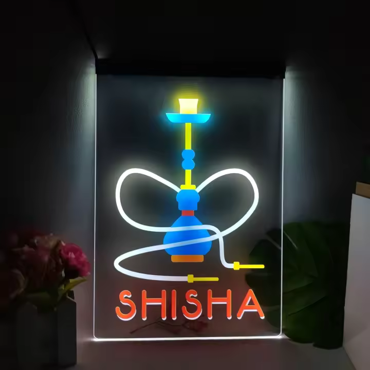 Cartel Luminoso Multicolor Para Tienda De Shisha Hookah Con Efecto De Luz Neon Decoración Para Habitación Y Sala De Hombre Estilo Clásico Material Acrílico - 1