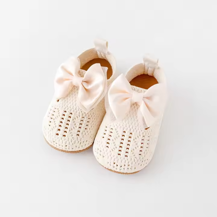 Zapatos Para Bebé Niña Fly Knit Alta Calidad Suela TPR Antideslizante Transpirable Suave Algodón Primavera Otoño Lazo Encantador Para 0-9-18M F235 - 1