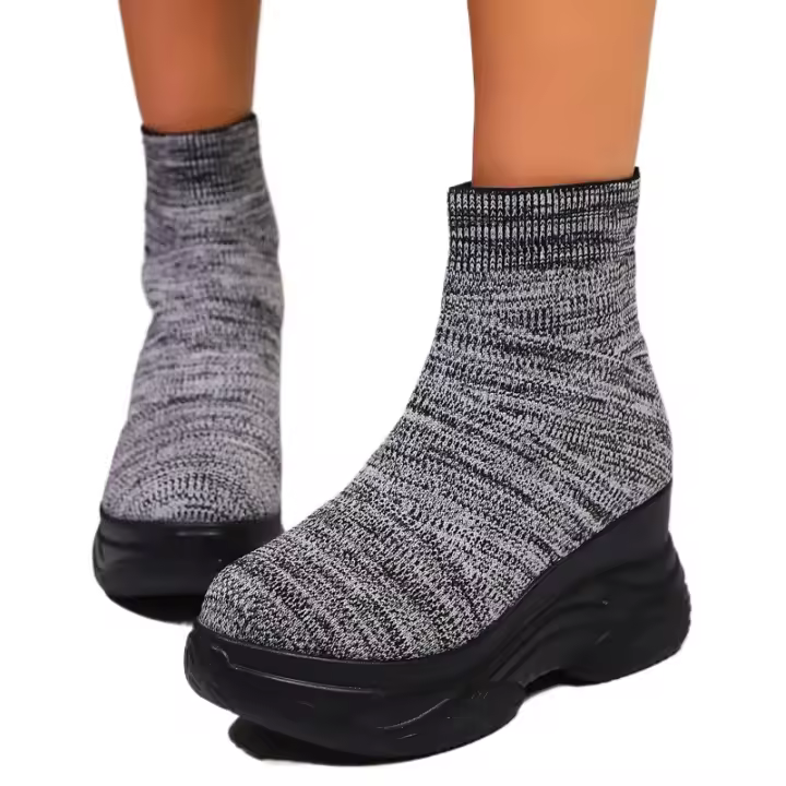 Botas De Pies Altos Para Mujer Invierno 2024 Moda Nueva Zapatos De Caminar Cómodos Botas De Nieve Góticas Tendencia PU Material - 1