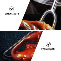 Gancho Para Carne a La Parrilla De Acero Inoxidable Herramienta De Barbecue Con Diseño De Mango Flipper Para Mano Ideal Para Picnic Y Cocina - details 1